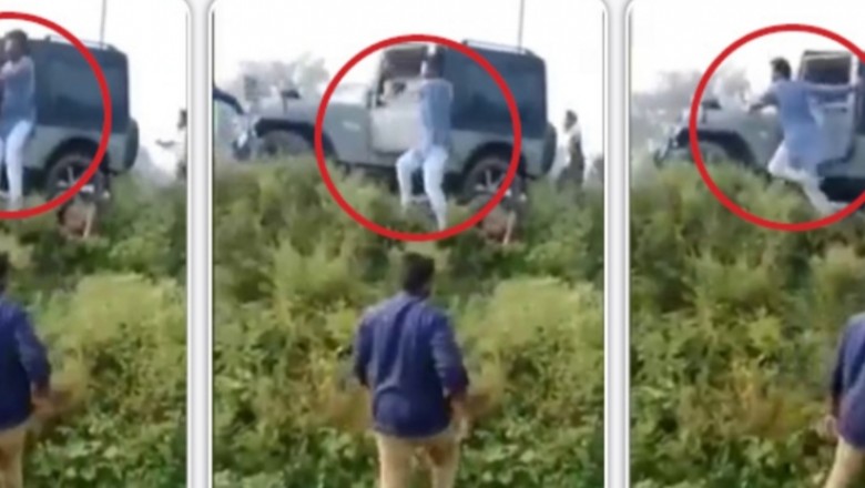 ये रहा सबूत:लखीमपुर में किसानों को थार जीप से कुचलने के बाद भाग रहे शख्स को लोग गृह राज्य मंत्री का बेटा बता रहे,
