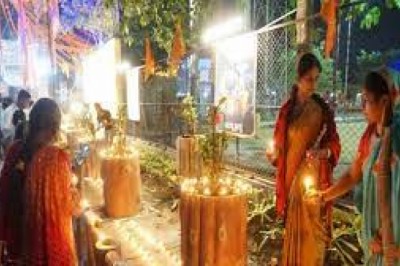 खुर्सीपार क्षेत्र का नजारा पूरी तरह श्रीराम मय हो गया