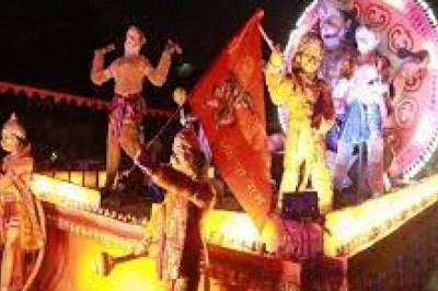 101 हनुमान मंदिरों से निकली विशाल ध्वज यात्रा, जय श्रीराम के जयघोष से गूंजा शहर; जमकर नाचे भक्त