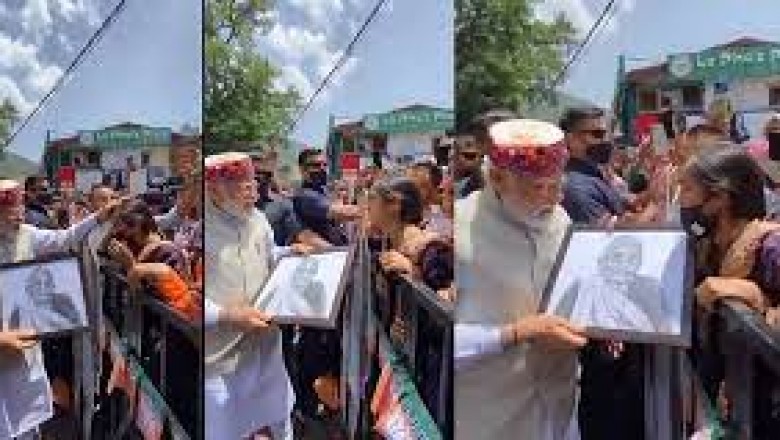 मां की पेंटिंग देख रुके पीएम नरेंद्र मोदी : लड़की से बात भी की