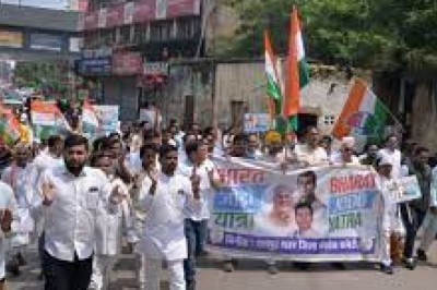 भारत जोड़ो यात्रा रायपुर में राजीव भवन से भगत सिंह चौक तक की पदयात्रा :