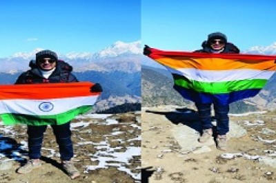 माईनस 7 डिग्री तापमान में 12 हजार फीट ऊंची चोटी पर जैनम ने लहराया तिरंगा