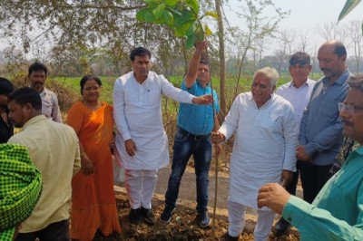 विधायक,महापौर ने शिवनाथ नदी मुक्तिधाम मार्ग सौंदर्यीकरण निर्माण सड़क किनारे किया वृक्षारोपण: