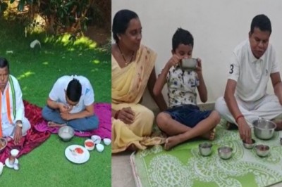 मंत्री कवासी लखमा और पीसीसी चीफ मरकाम ने खाया बोरे बासी, मजदूर दिवस की दी ढेर सारी शुभकामनाएं