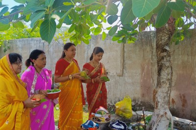 अखंड सौभग्य के लिए महिलाओं ने की वट सावित्री की पूजा :