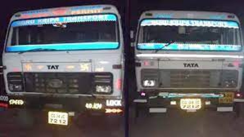 पुलिस ने पकड़े एक नंबर के दो ट्रेलर : टैक्स चोरी के लिए एक वाहन के नंबर प्लेट कई गाड़ियों में लगाकर चलाते हैं ट्रांसपोर्टर...