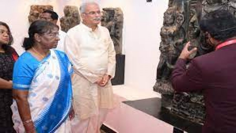 राष्ट्रपति मुर्मू ने रायपुर के महंत...घासीदास स्मारक संग्रहालय का किया अवलोकन...