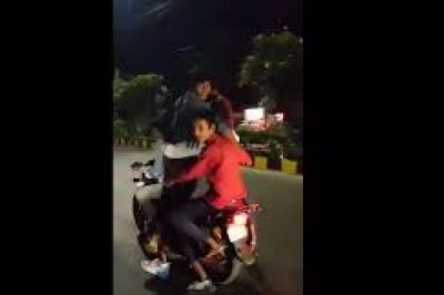 रायपुर में खतरनाक स्टंट....एक बाइक पर 6 लोग सवार....