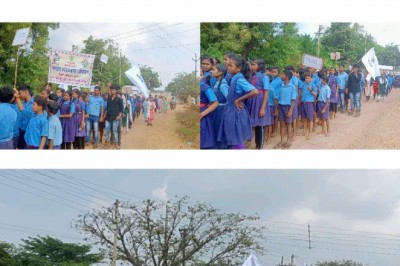 छात्र-छात्राओं द्वारा रंगोली, पेंटिंग और  के माध्यम से मतदान किए जाने हेतु संदेश दिया.....