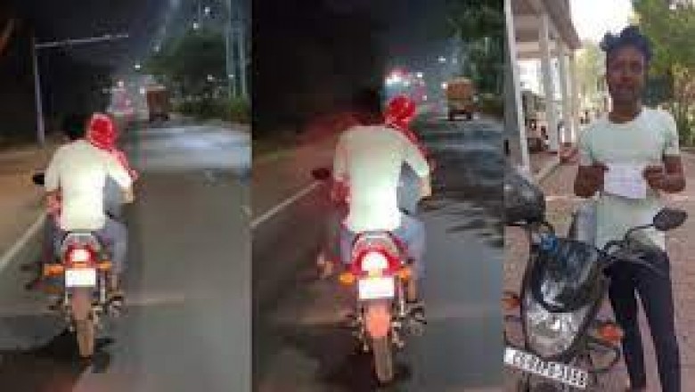 गर्लफ्रेंड को आगे बैठाकर बाइक दौड़ाना प्रेमी को पड़ा महंगा.....पुलिस ने लगाया 4000 का जुर्माना....