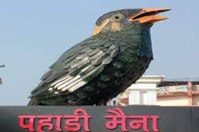 पहाड़ी मैना की प्रतिमा रायपुर की बढ़ा रही शोभा.....100 किलो कबाड़ से राजकीय पक्षी को किया गया है तैयार....