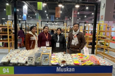 दुर्ग नगर के स्व सहायता समूह के उत्पादों का स्टॉल भारत मण्डपम,नई दिल्ली में