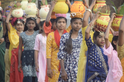 हिन्दुनव वर्ष का  भव्य स्वागत जेवरा सिरसा मे  हुआ