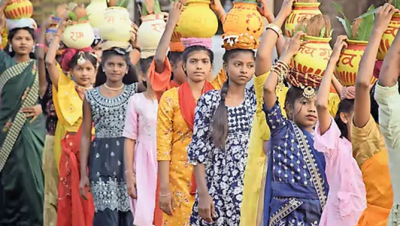 दुर्ग जेवरा में  निकली कलश यात्रा और हनुमान चालीसा का पाठ भी हुआ