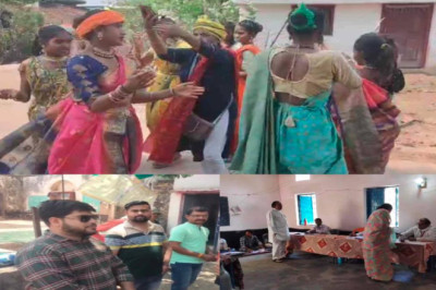आदिवासी युवतियों ने पारंपारिक नृत्य कर की वोट की अपील...