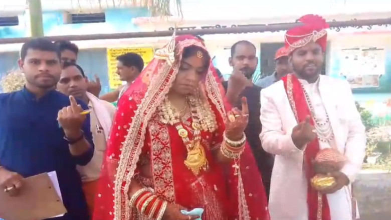 विदाई से पहले नवविवाहिता ने किया मतदान ,ससुराल जाने से पहले मतदान केंद्र पहुंची दुल्हन...