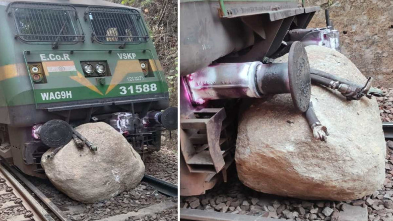 कई ट्रेनें रद्द, रेल लाइन पर लैंडस्लाइड होने गिरा बड़ा पत्थर, मालगाड़ी का इंजन हुआ डीरेल...
