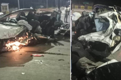 ट्रक से टकराई तेज रफ्तार कार, टक्कर के बाद गाड़ी में लगी आग, एक युवक की मौत...