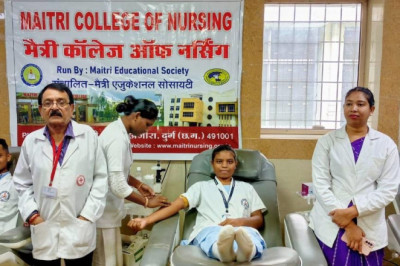 मैत्री कालेज ऑफ नर्सिंग अंजोरा के द्वारा 11 यूनिट रक्तदान