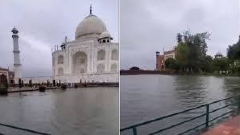 ताजमहल के मुख्य गुंबद से टपकने लगा पानी,भारी बारिश से बगीचे में जलभराव...
