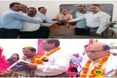 किरगी संकुल के सेवानिवृत्त शिक्षकों को विदाई दी गई...