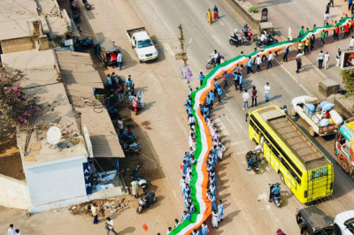 भिलाई-3 में अखिल भारतीय विद्यार्थी परिषद  (ABVP) द्वारा भव्य 301 फीट तिरंगा यात्रा का आयोजन....