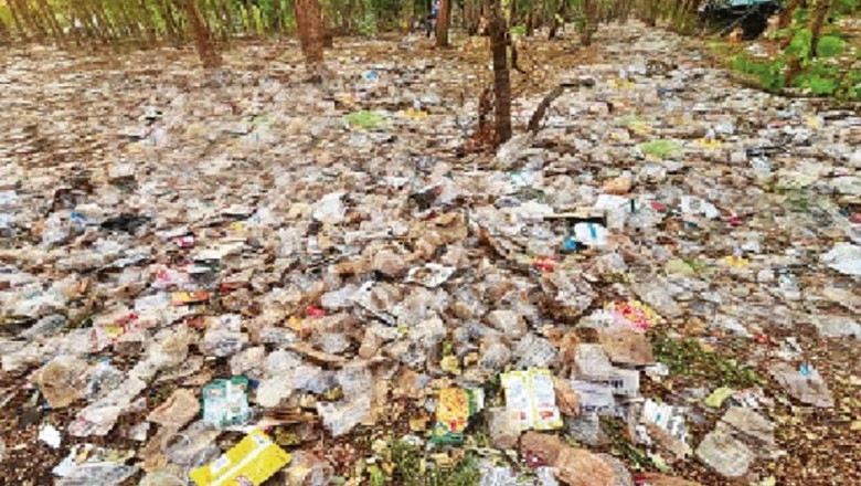 रेल चौक का गार्डन बदहाल: प्लास्टिक और शराब की बोतलों के बीच दम तोड़ रही हरियाली
