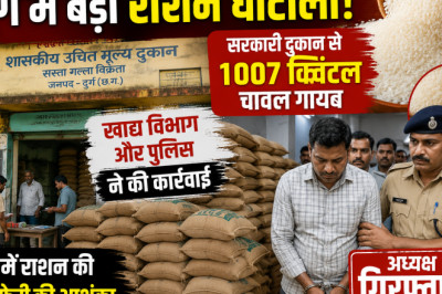 दुर्ग में बड़ा राशन घोटाला! सरकारी दुकान से 1007 क्विंटल चावल गायब, अध्यक्ष गिरफ्तार
