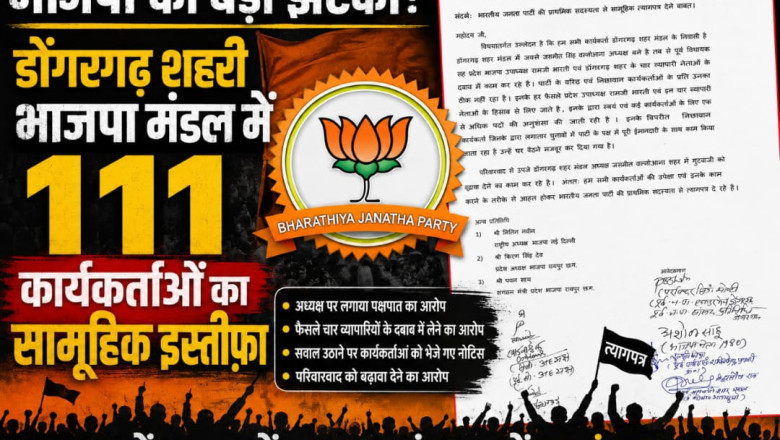 भाजपा को बड़ा झटका: डोंगरगढ़ शहर मंडल के 111 सदस्यों का सामूहिक इस्तीफा, संगठन में मचा हड़कंप...