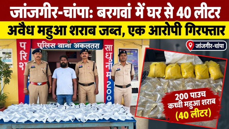 जांजगीर-चांपा: बरगवां में घर से 40 लीटर अवैध महुआ शराब जब्त, एक आरोपी गिरफ्तार...